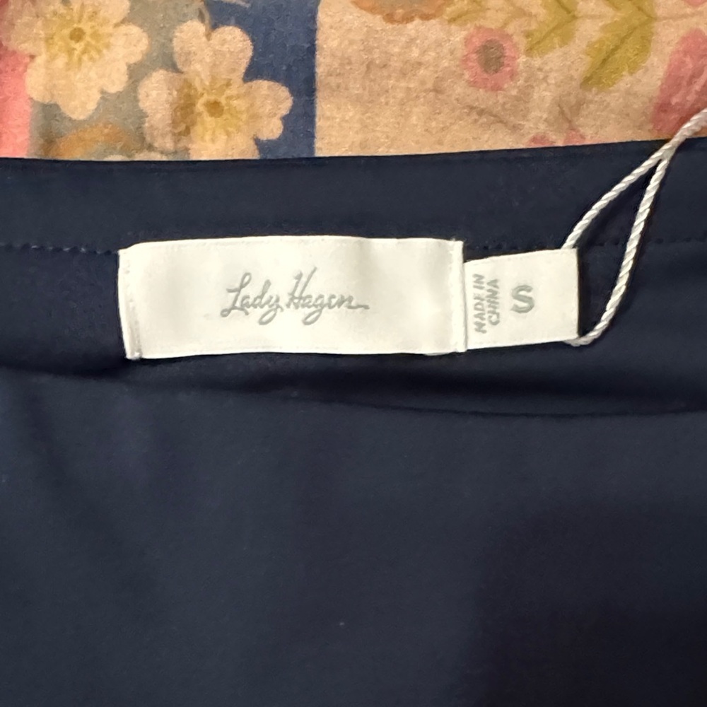 Lady Hagen Navy Floral Golf Skort with White Stripe Accent - Picture 3 of 6